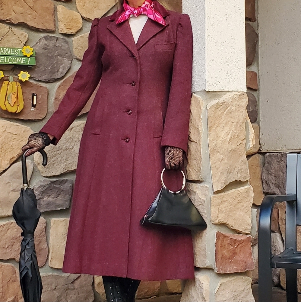 Vintage Jill Jr. Burgundy Wool Blend Coat